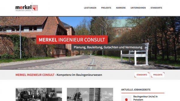Screenshot der Webseite 'Merkel Ingenieur Consult'