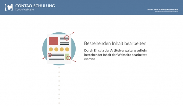 Durch praktische Beispiele wird die Arbeit mit dem Content-Management-System veranschaulicht und verinnerlicht.