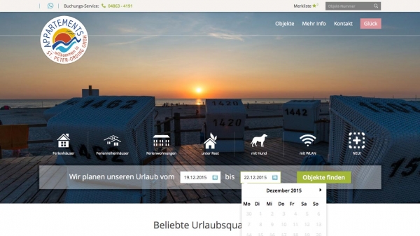 Eine ansprechende Suche auf der Startseite bietet einen einfachen Einstieg in die Webseite.