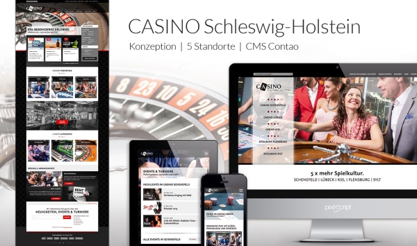 Im Zuge des Rebrandings der Casinos Schleswig-Holstein haben wir eine modernes Webdesign für insgesamt 6 Webseiten erstellt.