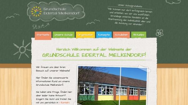 Screenshot der Webseite 'Grundschule Eidertal Mielkendorf'