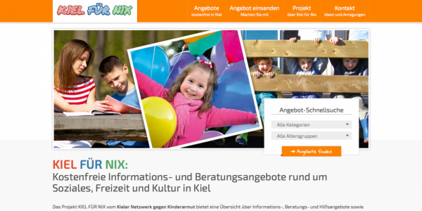 Die Webseite 'Kiel4Nix' präsentiert ein Verzeichnis von rund 200 kostenfreien Angeboten aus dem Raum Kiel.