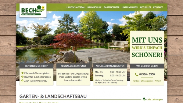 Screenshot der Webseite 'Bech Gartenbaubetriebe'