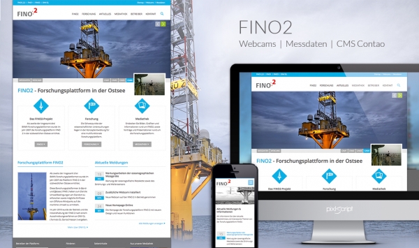 Neben FINO1 und FINO3 präsentiert sich auch die Webseite der Forschungplattform FINO2 im neuen Webdesign.