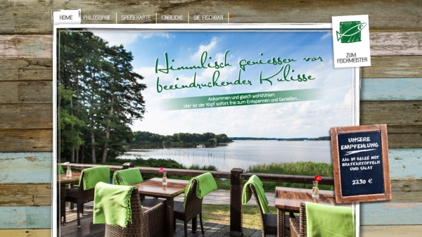 Screenshot der Webseite 'Zum Fischmeister / Steinfurther Mühle'