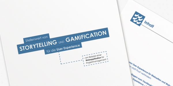 Das Cover der Bachelorthesis "Stellenwert von Storytelling und Gamification für die User Experience"