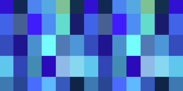 Eine Homage an das Plakat der Kieler Woche 2015: Große Pixel in verschiedenen Blautönen