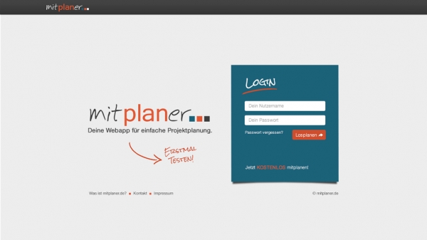Screenshot der Webseite 'mitplaner.de'