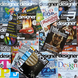 Zahlreiche Zeitschriften zum Thema Webdesign, zum Beispiel webdesigner und weave